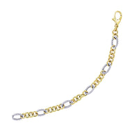 14k Two-Tone Gold Rope Motif Oval and Round Link Chain Bracelet (8.80 mm) | - Forever in Harmony