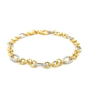 14k Two-Tone Gold Rope Motif Oval and Round Link Chain Bracelet (8.80 mm) | 7.25''