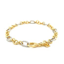 14k Two-Tone Gold Rope Motif Oval and Round Link Chain Bracelet (8.80 mm) | - Forever in Harmony