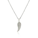 Sterling Silver with Large Textured Angel Wing Pendant