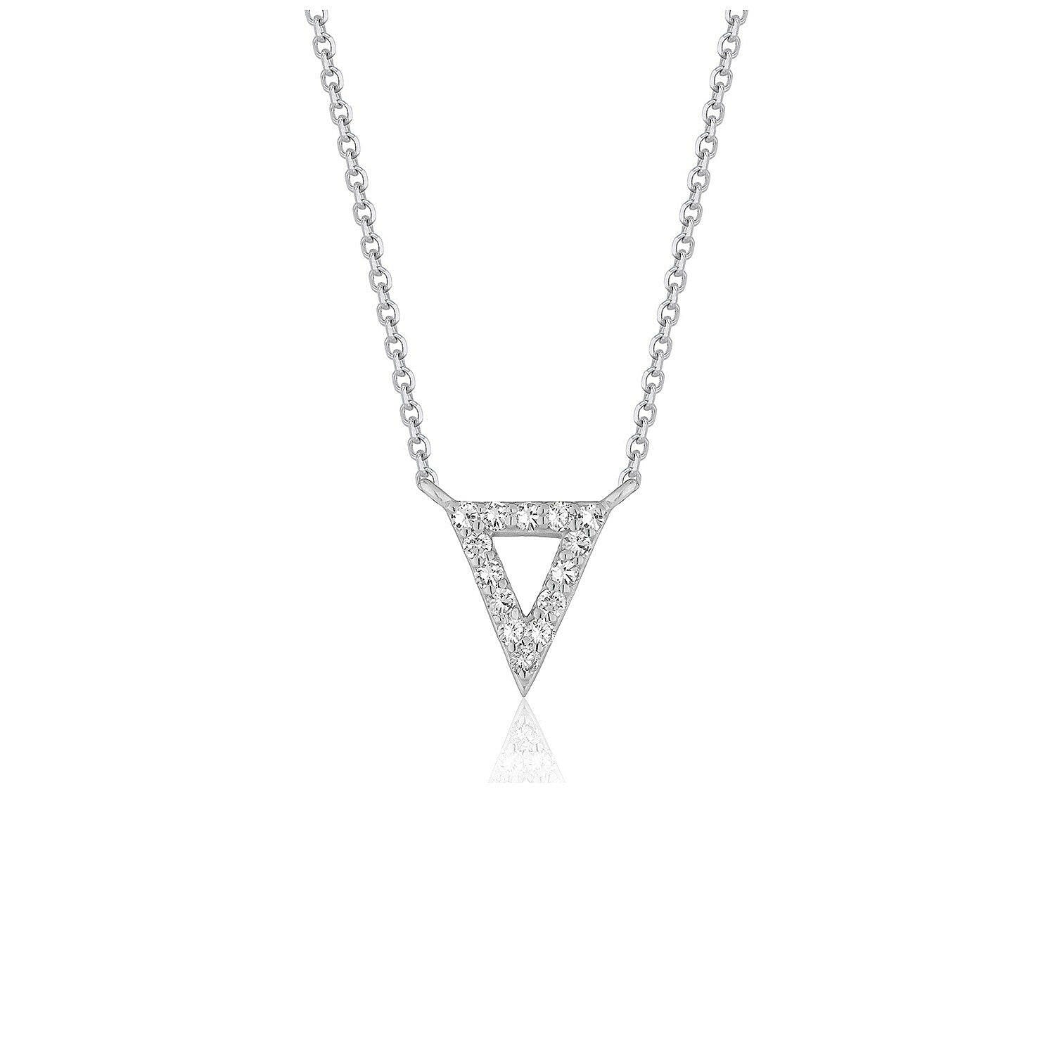 Diamond Inverted Triangle Pendant in 14k White Gold