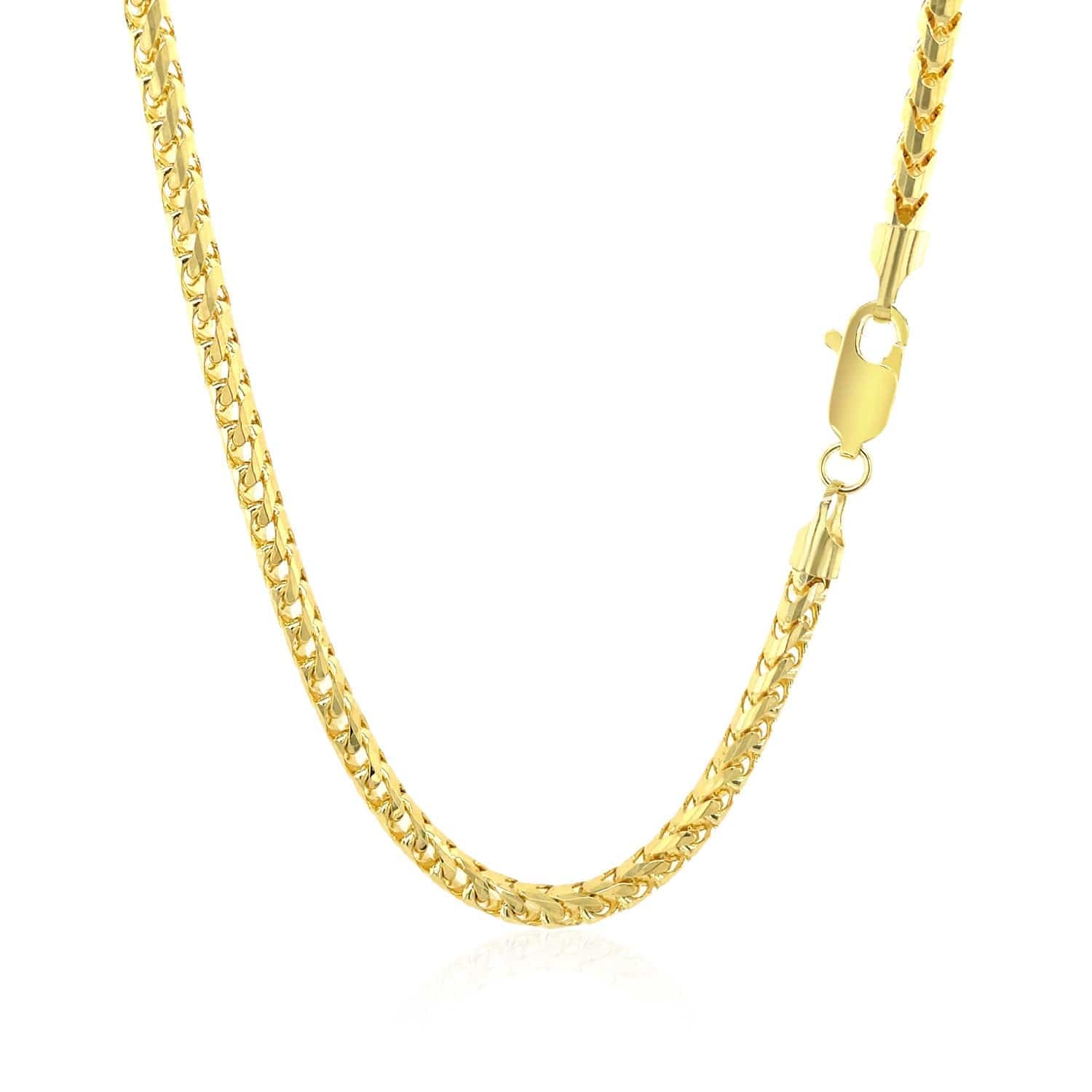 14k Yellow Solid Gold Diamond Cut Round Franco Chain (3.10 mm)