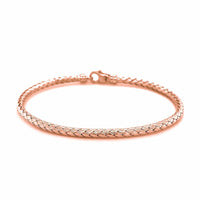 14k Rose Gold Fancy Weave Motif Bangle (3.40 mm) | - Forever in Harmony