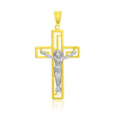 14k Two-Tone Gold Cross with Figure Pendant