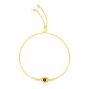 14k Yellow Gold Adjustable Evil Eye Bracelet (1.00 mm) | - Forever in Harmony