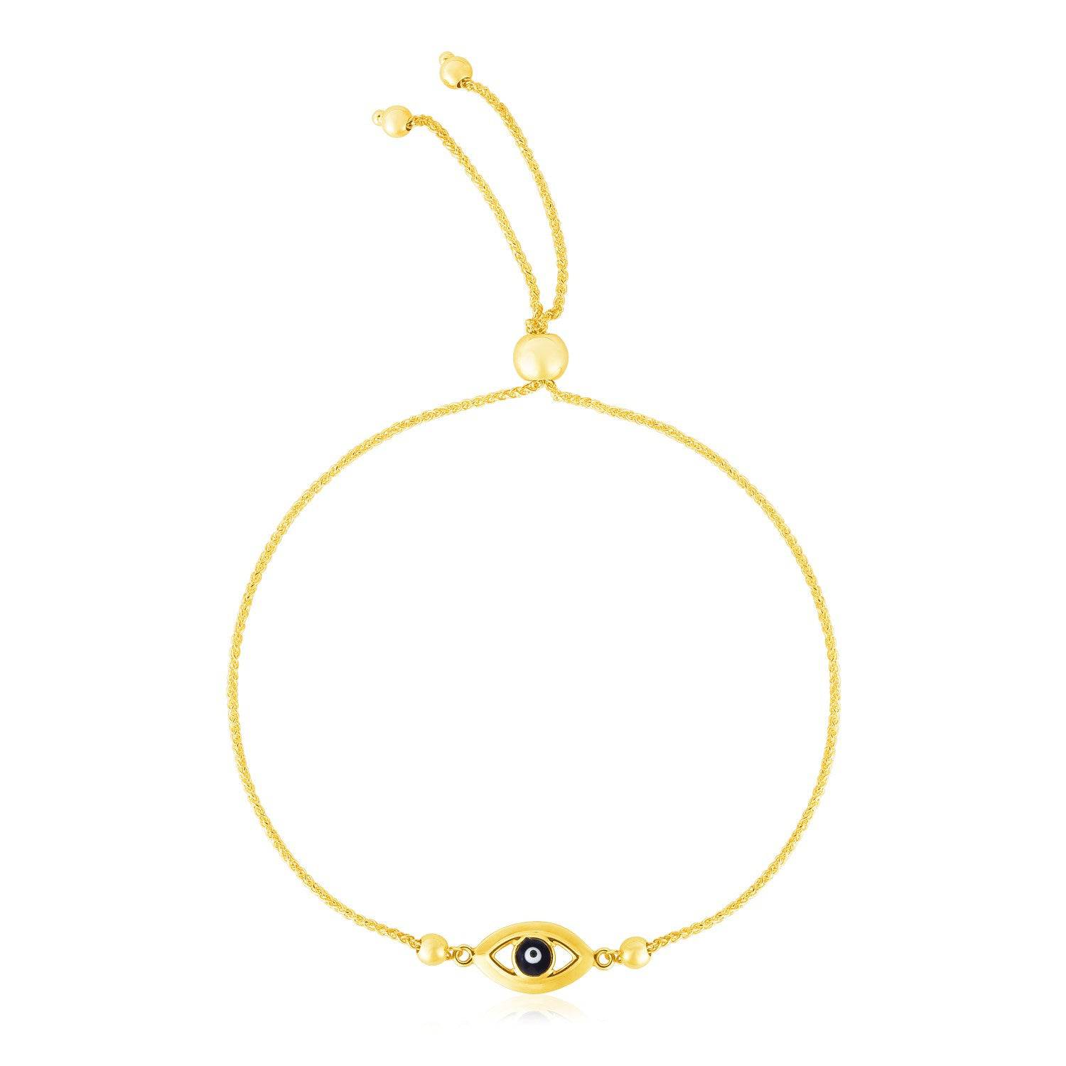 14k Yellow Gold Adjustable Evil Eye Bracelet (1.00 mm) |