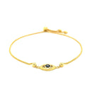 14k Yellow Gold Adjustable Evil Eye Bracelet (1.00 mm) | - Forever in Harmony