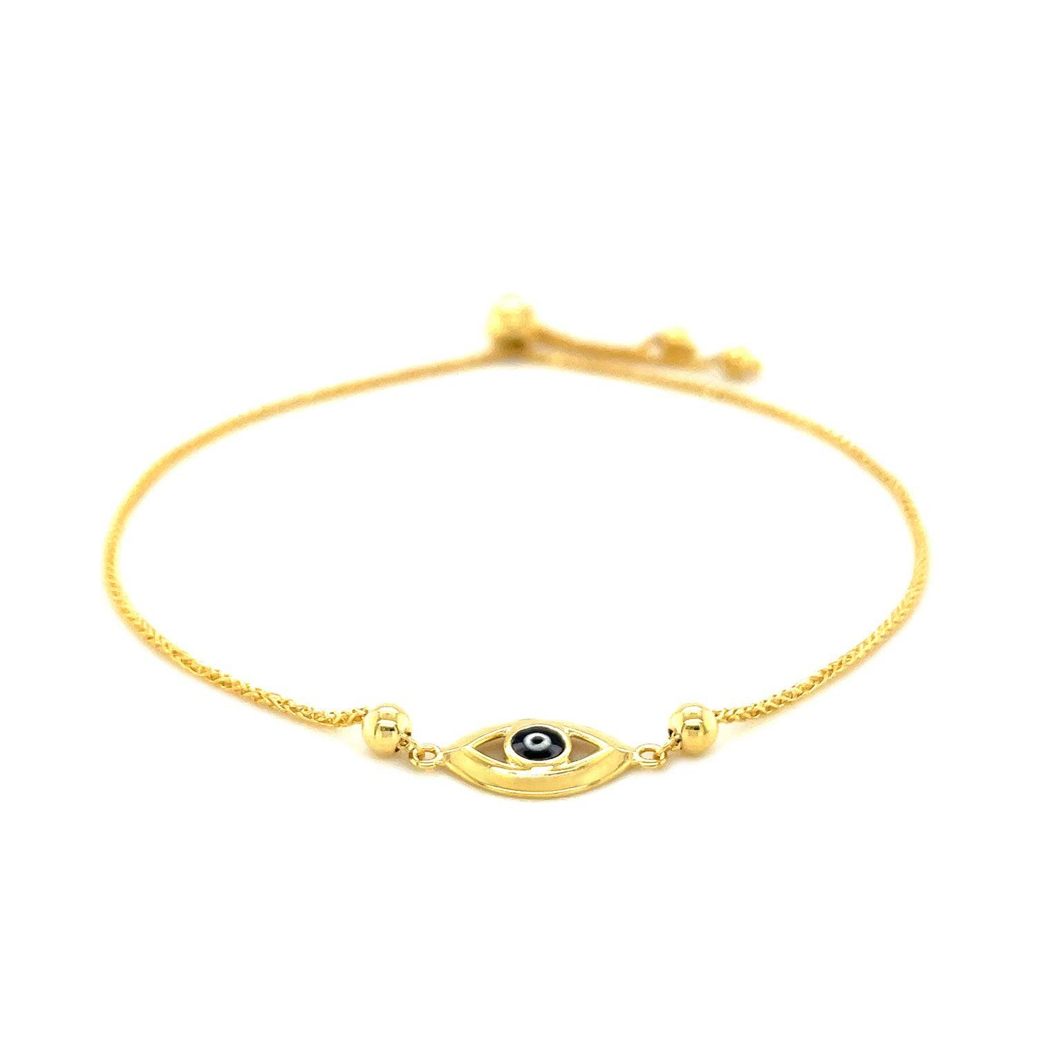 14k Yellow Gold Adjustable Evil Eye Bracelet (1.00 mm) |