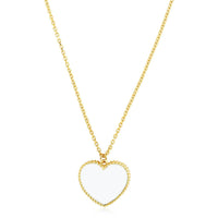 14k Yellow Gold High Polish Heart Pearl Paste Necklace