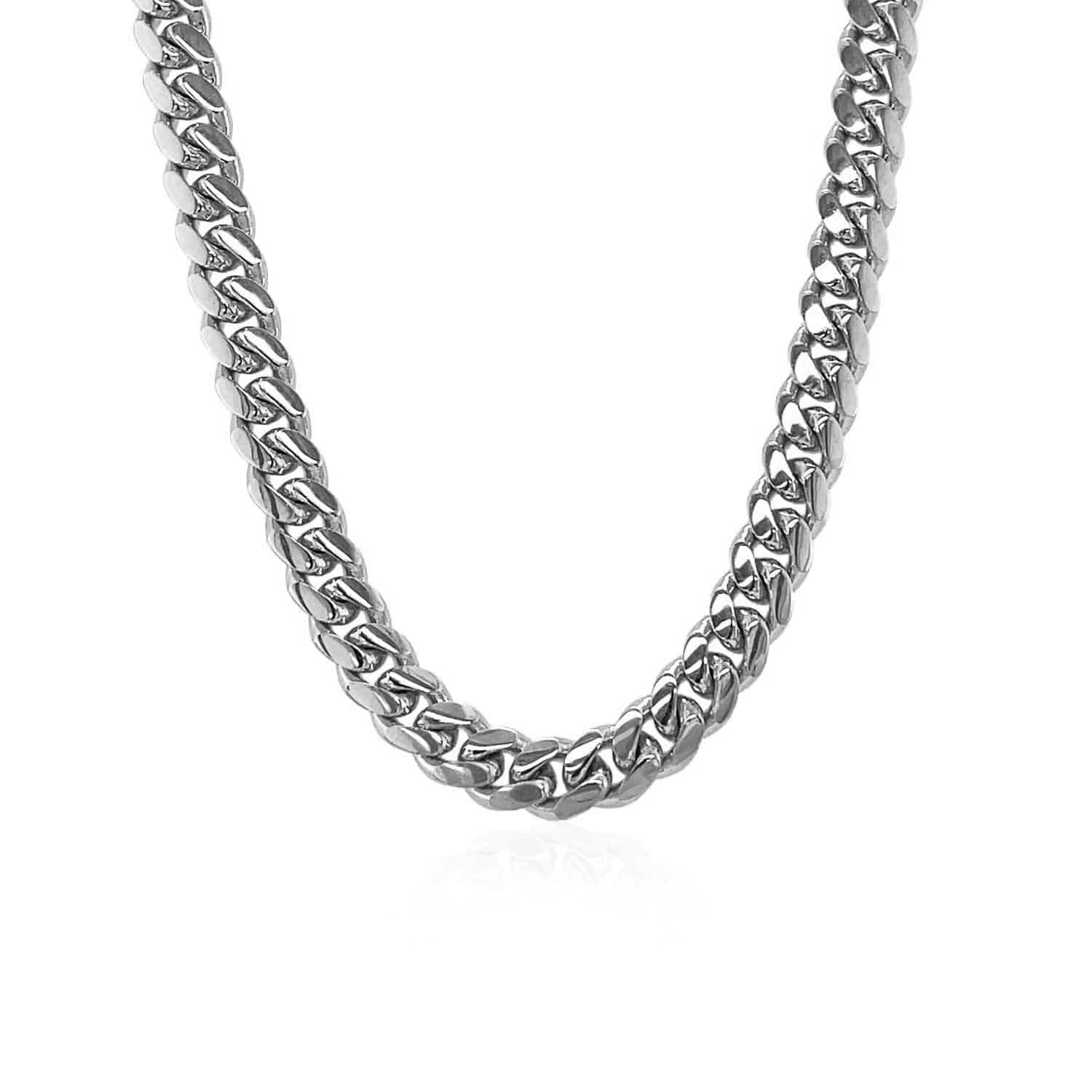 14k White Gold Classic Miami Cuban Solid Chain (5.00 mm)