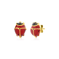 14K Yellow Gold Lady Bug Earrings