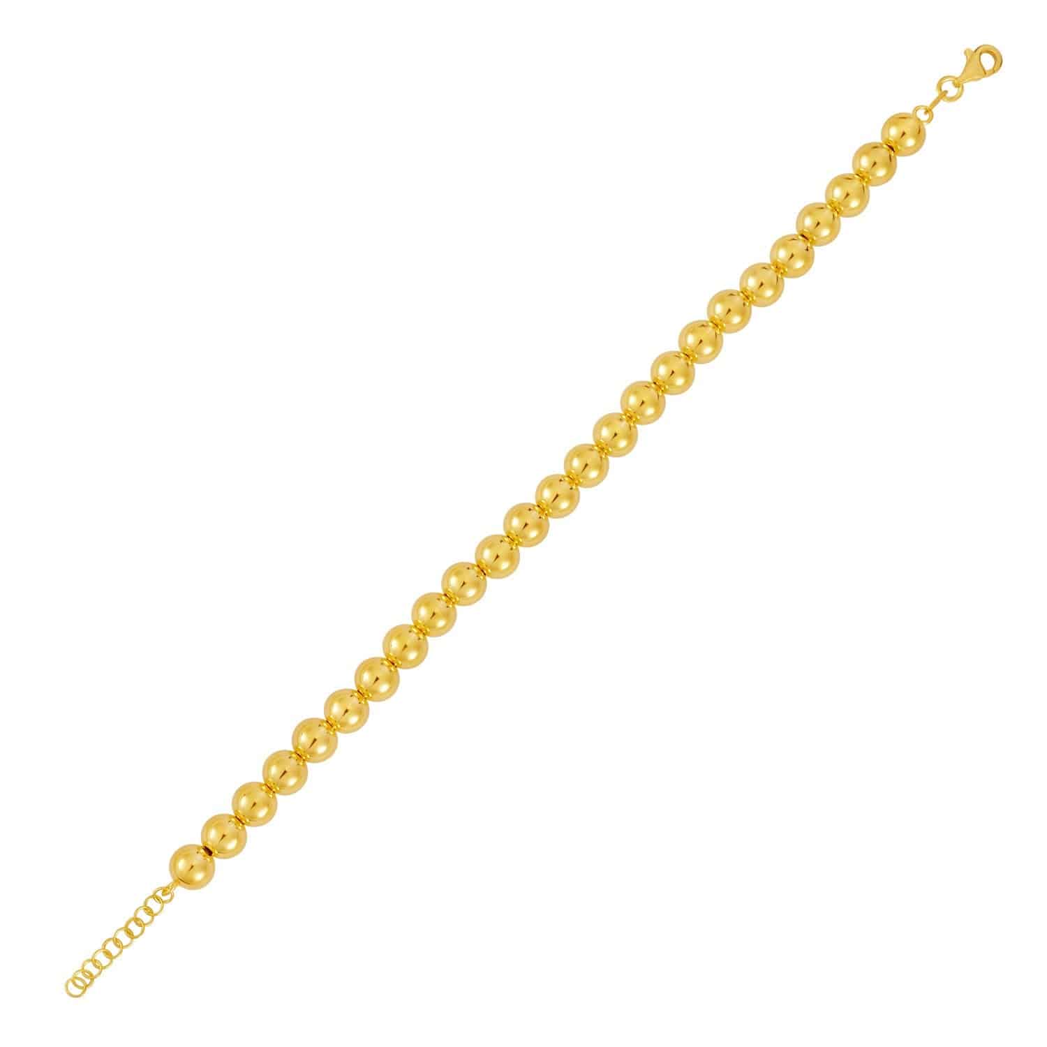 14K Yellow Gold Bead Bracelet (7.00 mm)