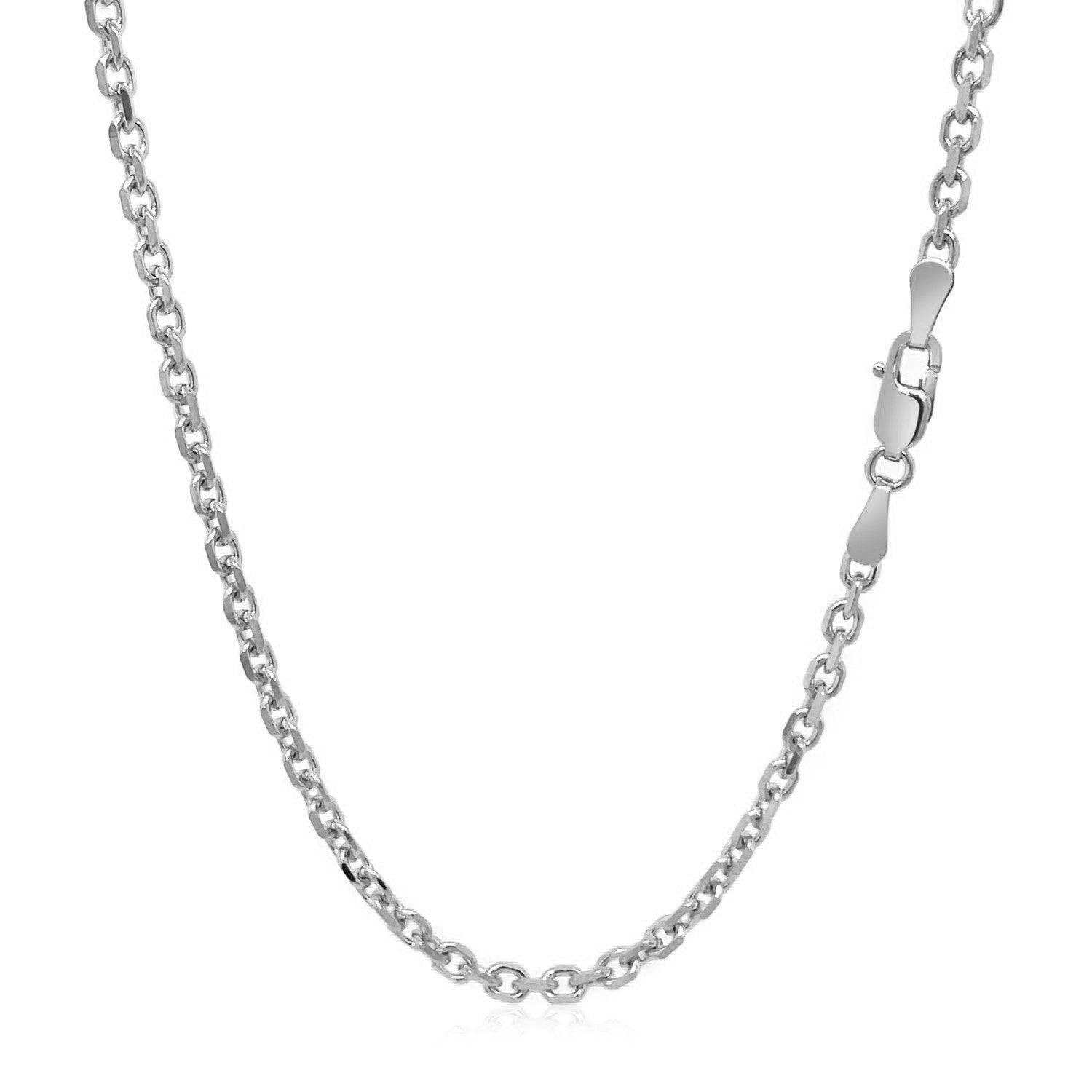 18k White Gold Diamond Cut Cable Link Chain (2.60 mm)