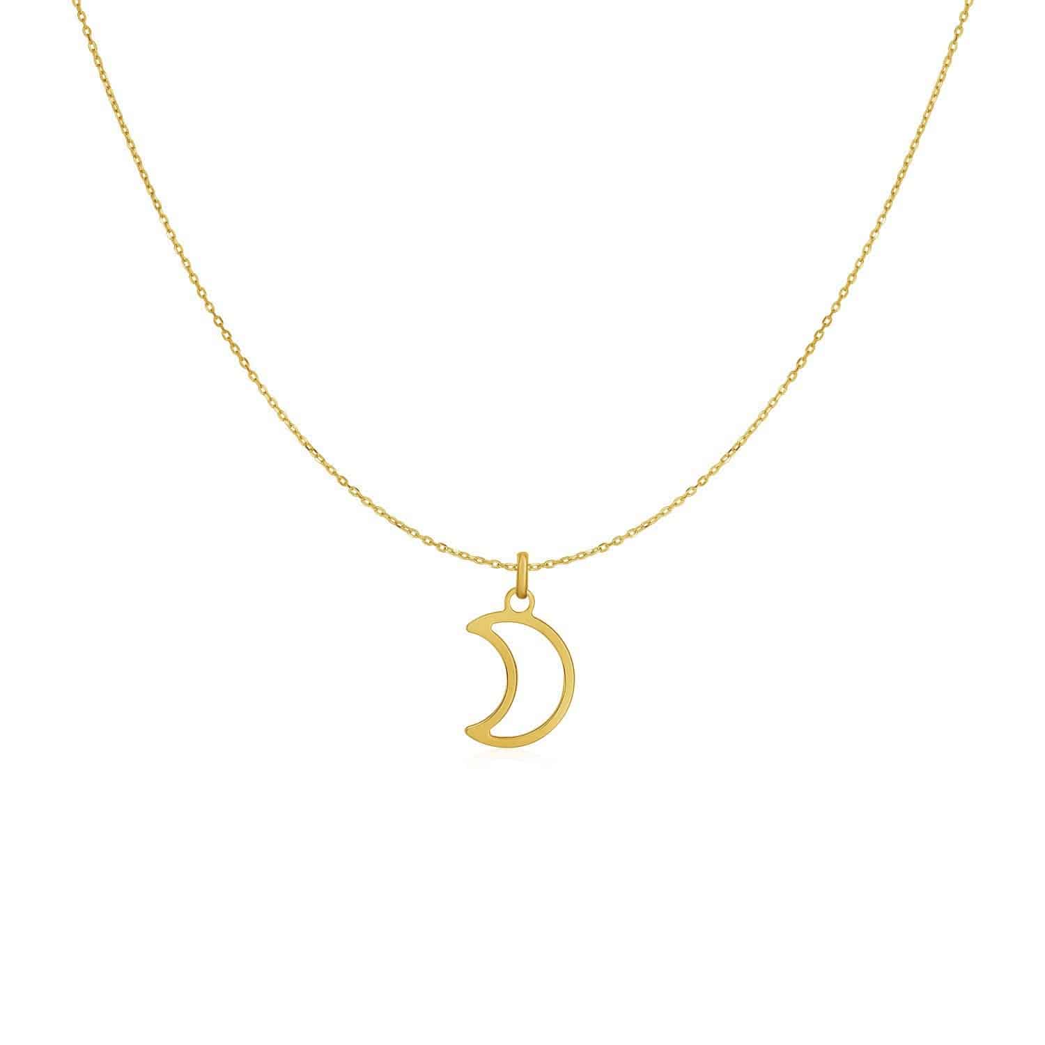 14k Yellow Gold Necklace with Moon