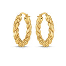 14k Yellow Gold Rope Hoop Earrings