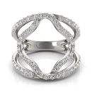 14k White Gold Diamond Flower Style Dual Band Ring (5/8 cttw)