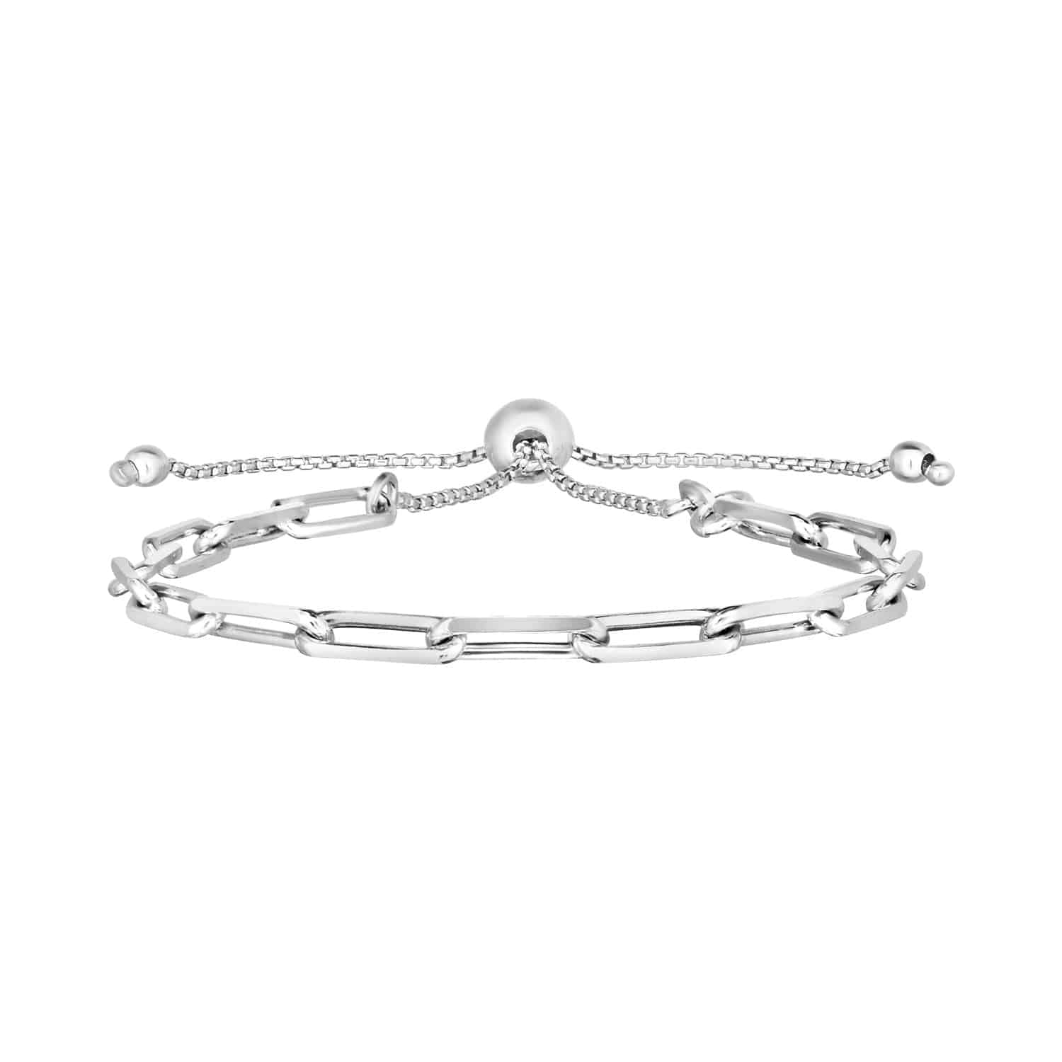 Sterling Silver Paperclip Chain Adjustable Bracelet (3.80 mm) | - Forever in Harmony