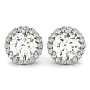 14k White Gold Round Prong Halo Style Earrings (1 cttw) - Forever in Harmony