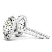 14k White Gold Round Prong Halo Style Earrings (1 cttw) - Forever in Harmony