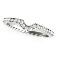 14k White Gold Modern Curved Prong Set Diamond Wedding Band (1/8 cttw) - Forever in Harmony