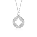 14k White Gold Diamond Studded Circle Pendant with Cut-out (1/3 cttw) - Forever in Harmony