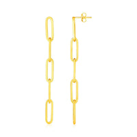 14K Yellow Gold Five Link Paperclip Chain Earrings