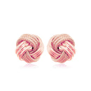 14k Rose Gold Love Knot with Ridge Texture Earrings