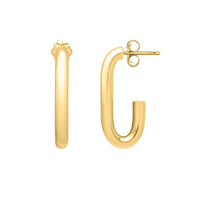 Paperclip Hoop Earrings in 14K Yellow Gold (27mmx12mm)