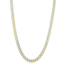 14k Yellow Gold White Pave High Polish Modern Lite Miami Cuban Chain (8.00 mm)