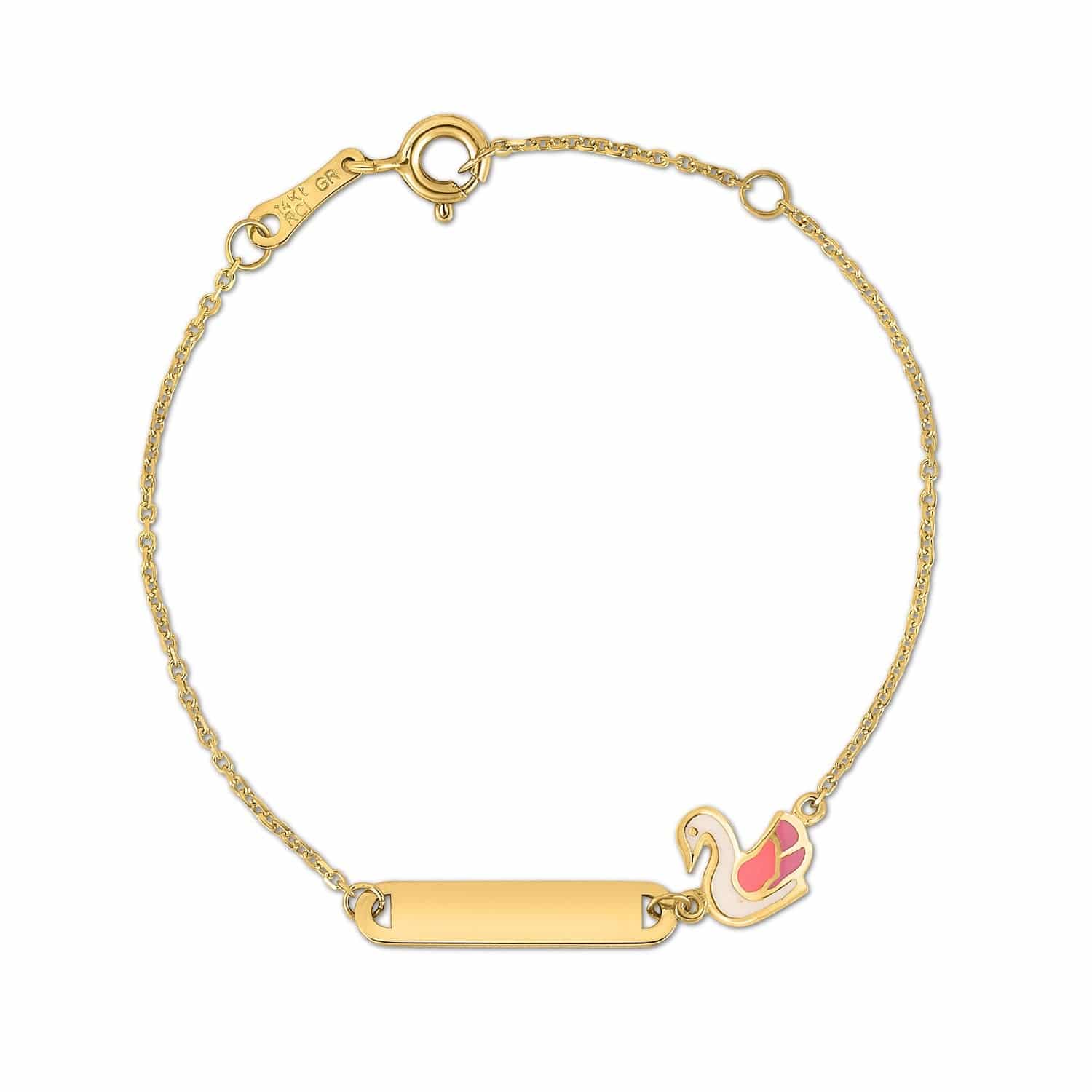 14k Yellow Gold Swan Childrens Bracelet (1.00 mm) | - Forever in Harmony