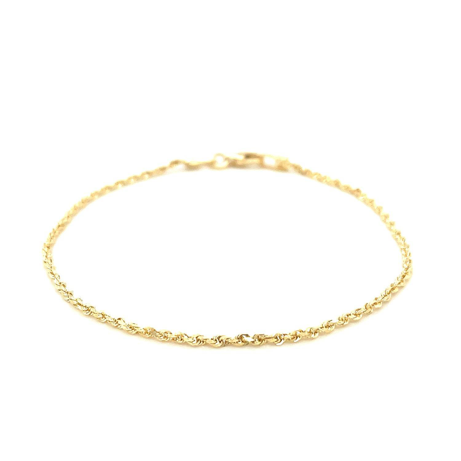 10k Yellow Gold Solid Diamond Cut Rope Bracelet (1.60 mm) | - Forever in Harmony