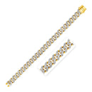 14k Two Tone Gold Curb Chain Bracelet with Diamond Pave Links (11.50 mm) | - Forever in Harmony