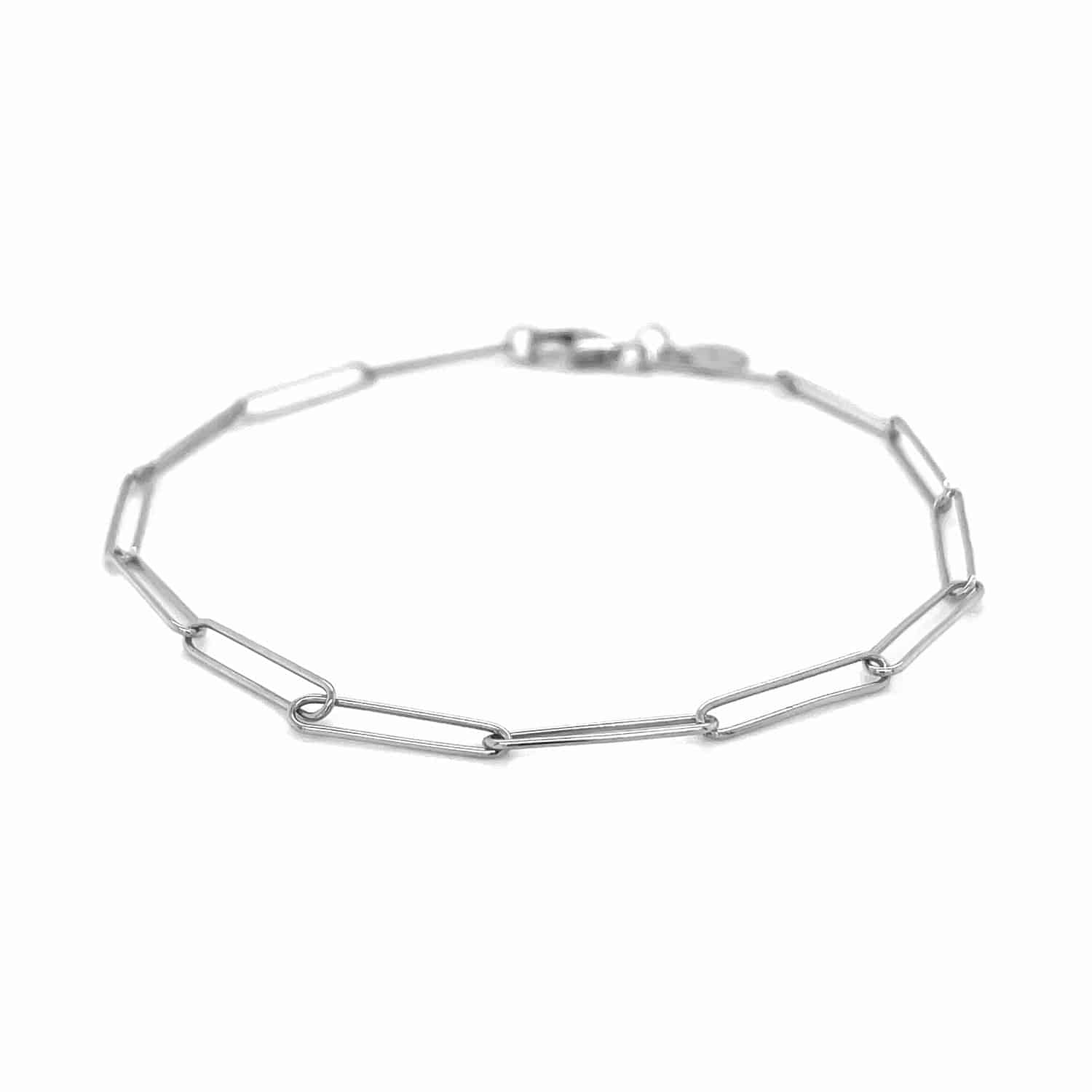 14k White Gold Wire Paperclip Bracelet  (2.70 mm) | - Forever in Harmony