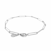 14k White Gold Wire Paperclip Bracelet  (2.70 mm) | - Forever in Harmony