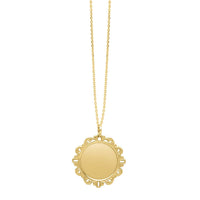 Baroque Round Pendant and Necklace in 14K Yellow Gold