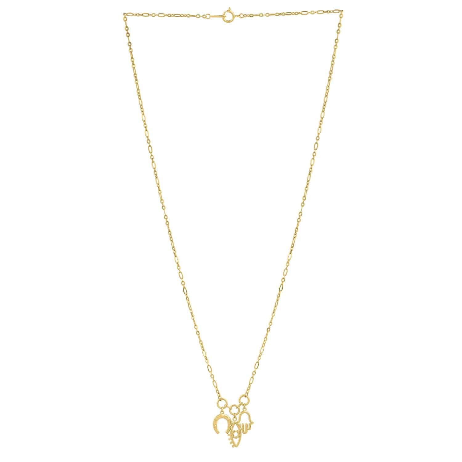 Drop Necklace with Lucky Charms in 14K Yellow Gold