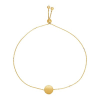 Adjustable Bracelet with Shiny Circle in 14k Yellow Gold (7.50 mm) | 9.25''