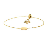 Adjustable Bracelet with Shiny Circle in 14k Yellow Gold (7.50 mm) | - Forever in Harmony