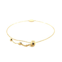 Adjustable Bracelet with Shiny Circle in 14k Yellow Gold (7.50 mm) | 9.25''