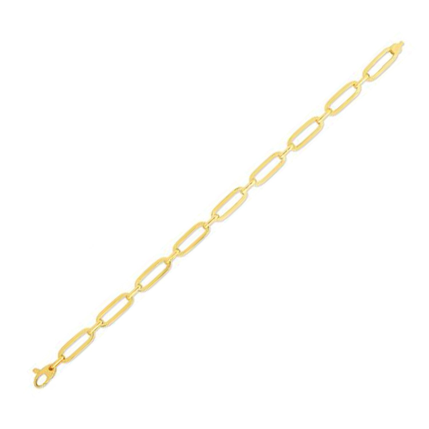 14k Yellow Gold 7 1/4 inch Bombay Paperclip Chain Bracelet (5.60 mm) |