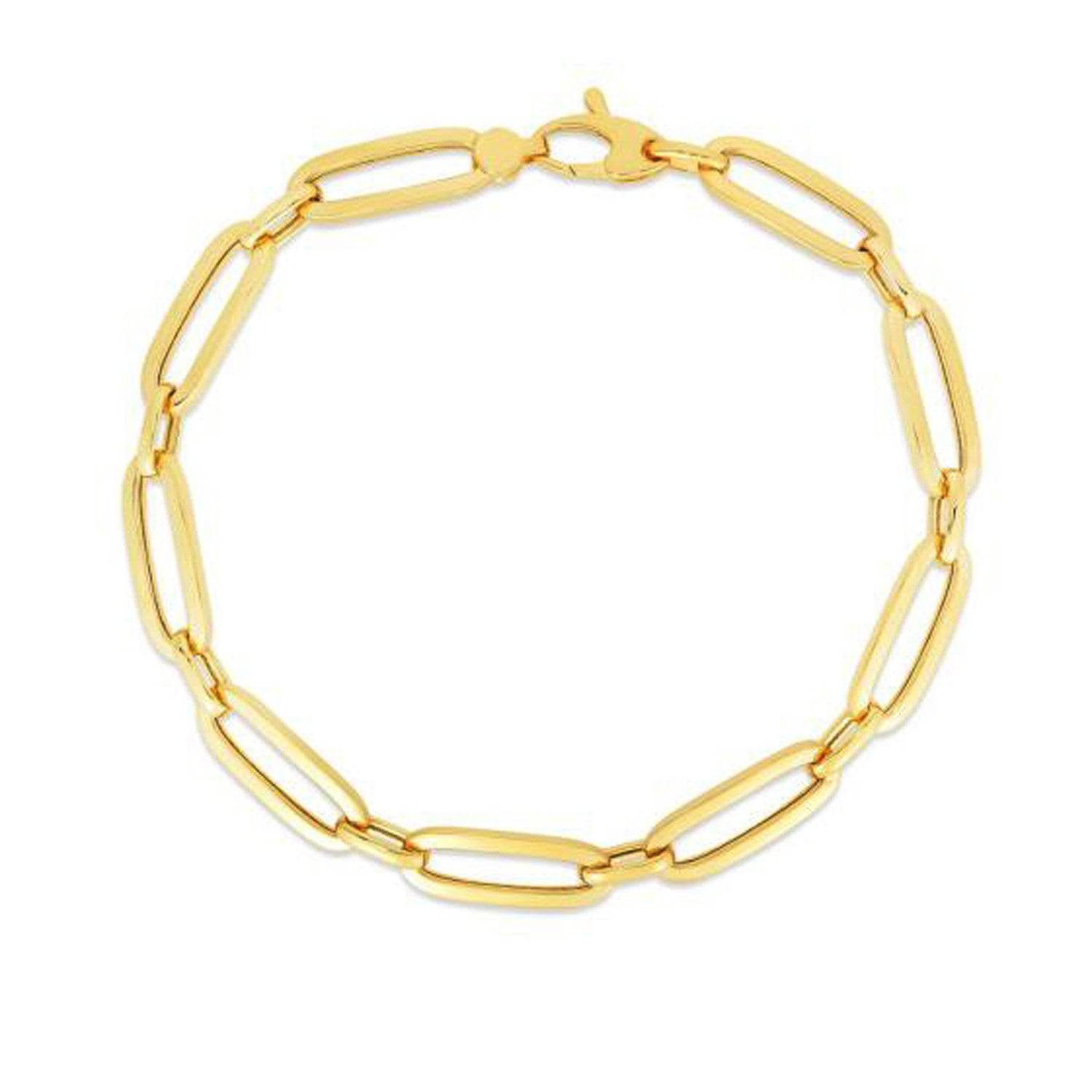 14k Yellow Gold 7 1/4 inch Bombay Paperclip Chain Bracelet (5.60 mm) | - Forever in Harmony