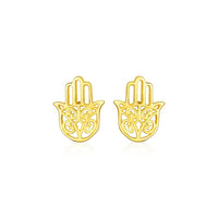 14k Yellow Gold Polished Hand of Hamsa Post Earrings