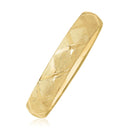 10k Yellow Gold Dual-Textured Diamond Pattern Bangle (12.00 mm) | 7''