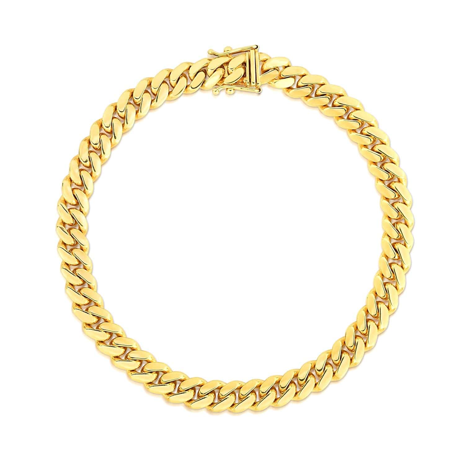 14k Yellow Gold Classic Miami Cuban Solid Bracelet (7.10 mm) |