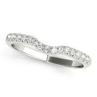 14k White Gold Pave Set Curved Diamond Wedding Band (1/5 cttw) - Forever in Harmony