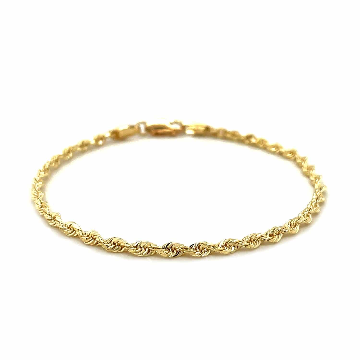 10k Yellow Gold Solid Diamond Cut Rope Bracelet (2.75 mm) |