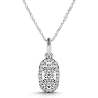 Outer Oval Shaped Two Stone Diamond Pendant in 14k White Gold (5/8 cttw) - Forever in Harmony