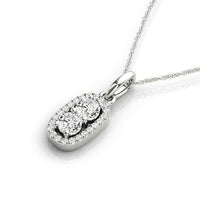 Outer Oval Shaped Two Stone Diamond Pendant in 14k White Gold (5/8 cttw) - Forever in Harmony