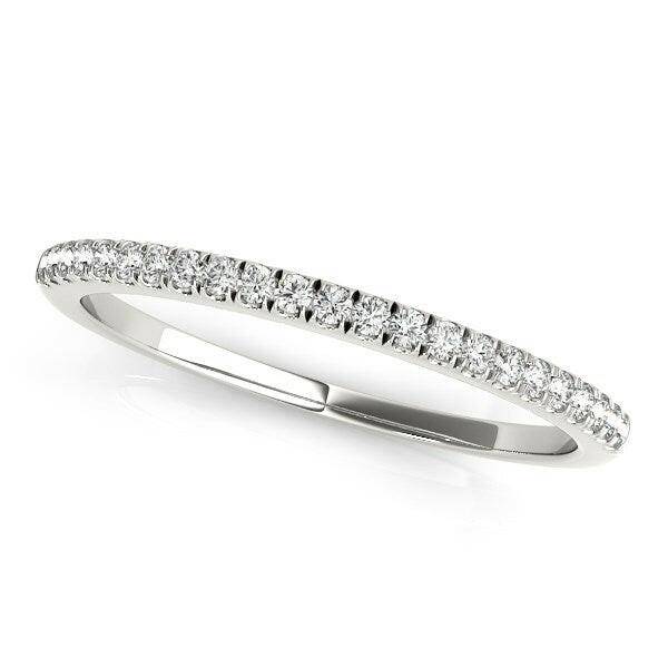 14k White Gold Classic Pave Set Diamond Wedding Band (1/8 cttw)