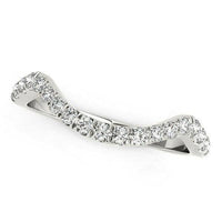 14k White Gold Modern Curved Style Pave Diamond Wedding Band (1/5 cttw) - Forever in Harmony